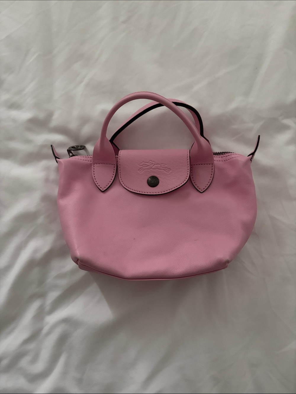 Longchamp mini pink leather bag